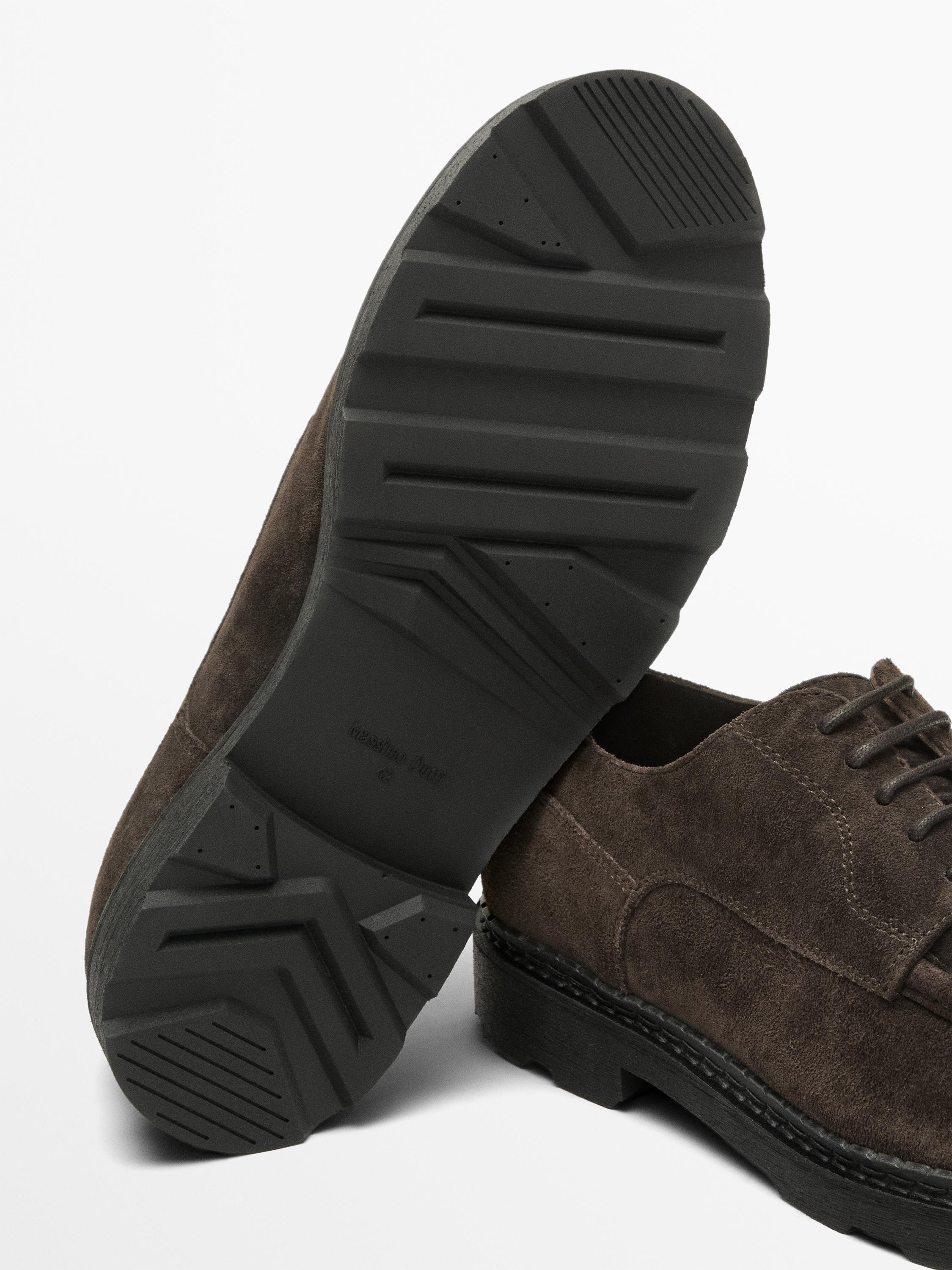 Moc toe split suede shoes